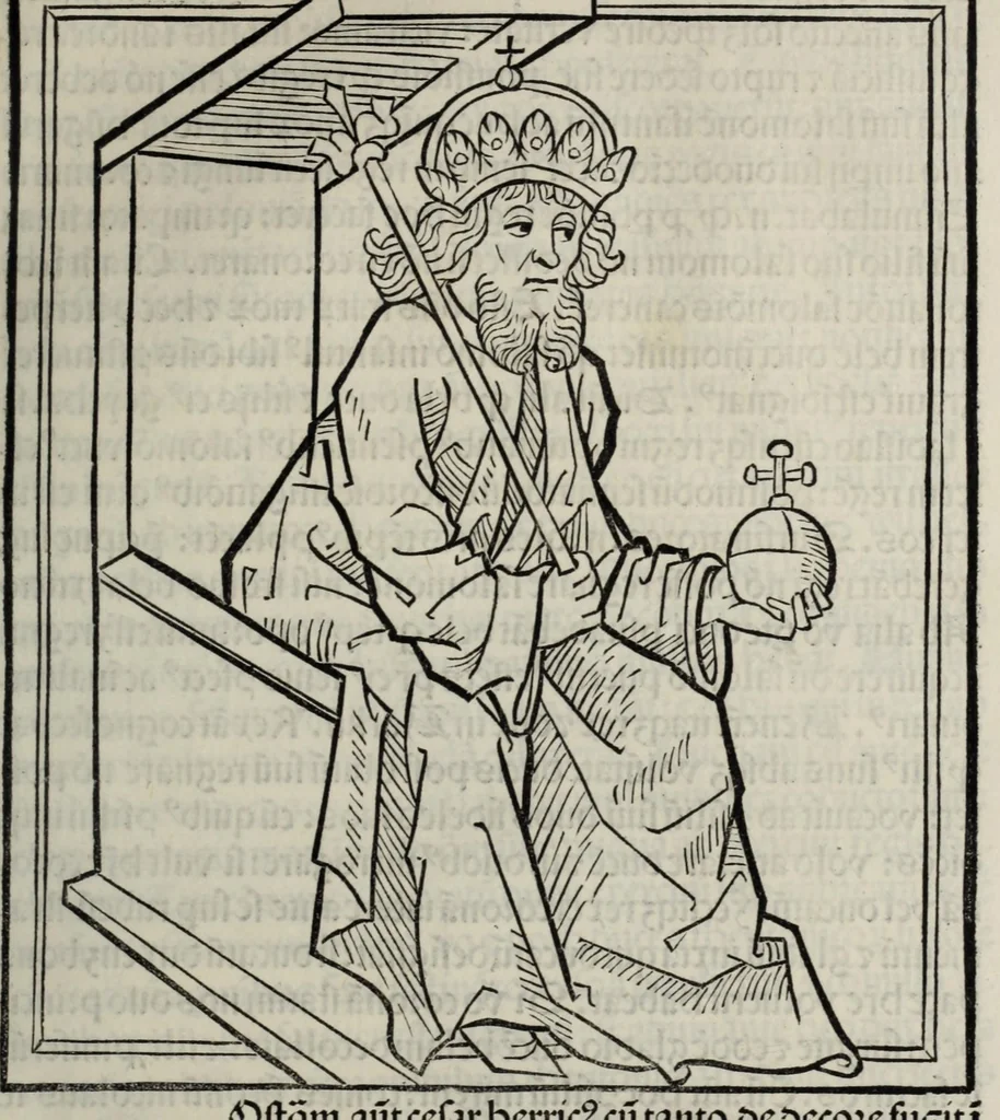 An illustration from Prefatio magistri Ioha[n]nis de thwrocz : in primu[m] libru[m] Chronice hungaror[um] foeliciter incipit, leaf 99