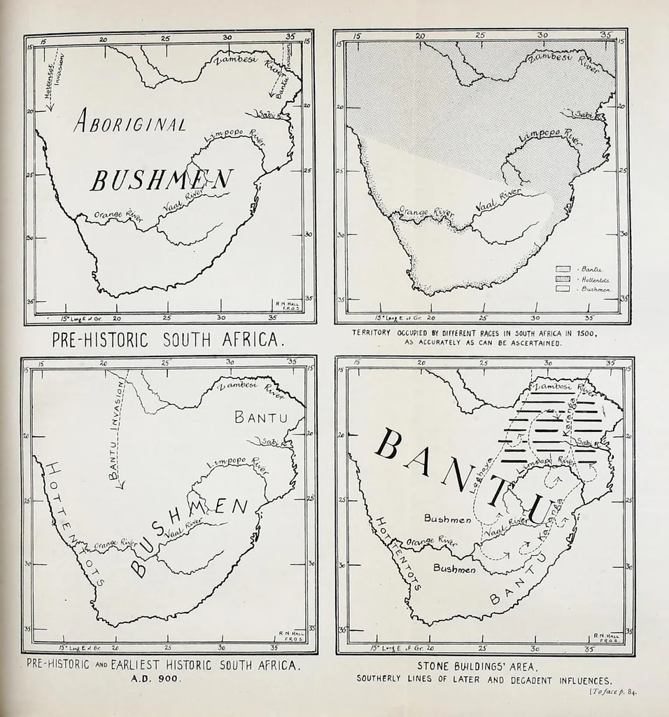 An illustration from Prehistoric Rhodesia; an examination of the historical, ethnological and archaeological evidencesas to the origin and age of the rock mines and stone buildings, with a gazetteer of mediaeval south -east Africa, 915 A.D. to 1760 A.D., and the countries of the Monomotapa, Manica, Sabia, Quiteve, Sofala, and Mozambique, 1909, leaf 139