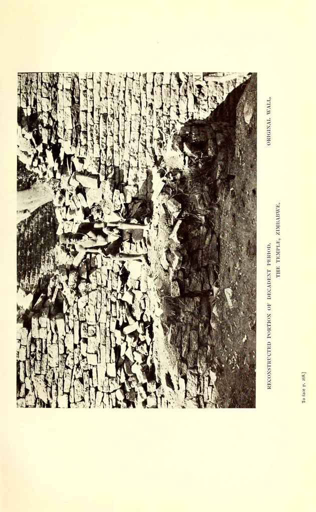 An illustration from Prehistoric Rhodesia; an examination of the historical, ethnological and archaeological evidencesas to the origin and age of the rock mines and stone buildings, with a gazetteer of mediaeval south -east Africa, 915 A.D. to 1760 A.D., and the countries of the Monomotapa, Manica, Sabia, Quiteve, Sofala, and Mozambique, 1909, leaf 357