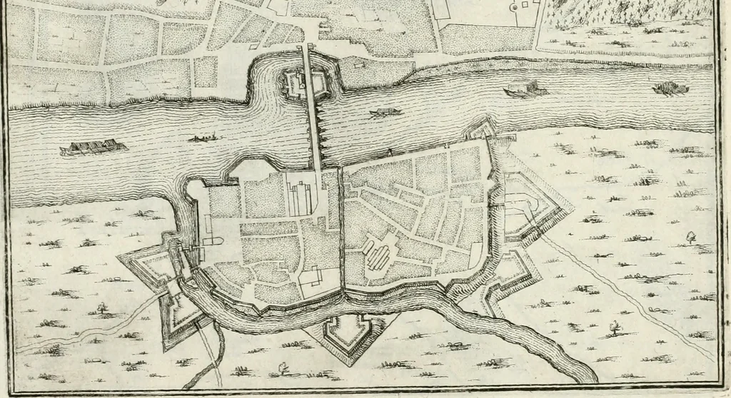 An illustration from Premiere[-seconde] partie, Les plans et profilz de toutes les principalles villes et lieux considerables de France : ensemble les cartes generalles de chascune prouince & les particulières de chasque gouuernement d'icelles, 1636, leaf 1006