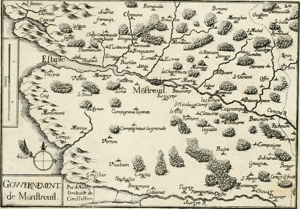 An illustration from Premiere[-seconde] partie, Les plans et profilz de toutes les principalles villes et lieux considerables de France : ensemble les cartes generalles de chascune prouince & les particulières de chasque gouuernement d'icelles, 1636, leaf 104