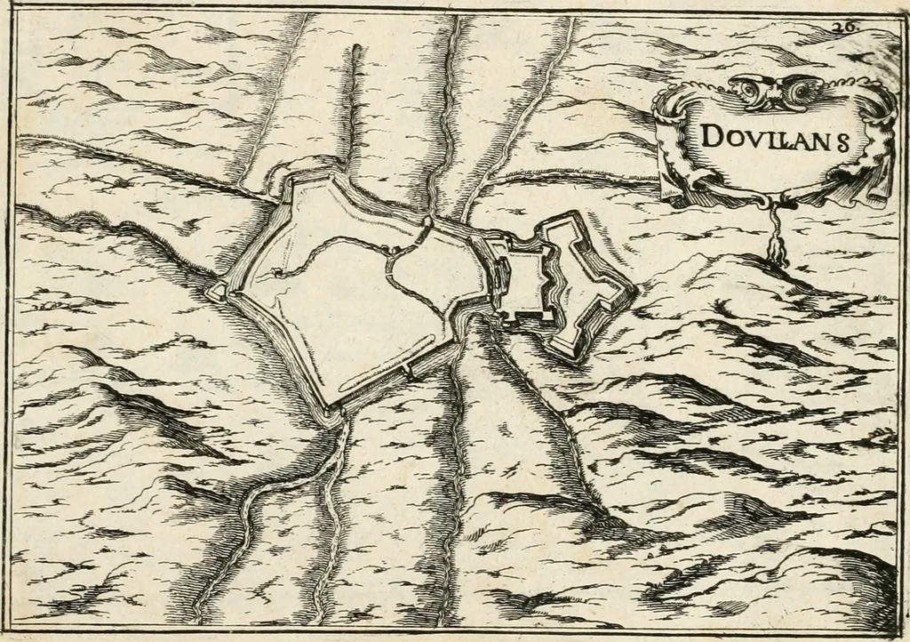 An illustration from Premiere[-seconde] partie, Les plans et profilz de toutes les principalles villes et lieux considerables de France : ensemble les cartes generalles de chascune prouince & les particulières de chasque gouuernement d'icelles, 1636, leaf 118