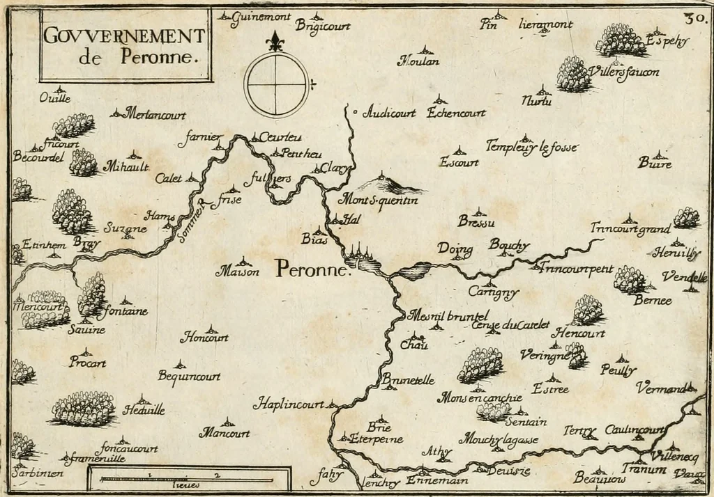 An illustration from Premiere[-seconde] partie, Les plans et profilz de toutes les principalles villes et lieux considerables de France : ensemble les cartes generalles de chascune prouince & les particulières de chasque gouuernement d'icelles, 1636, leaf 126