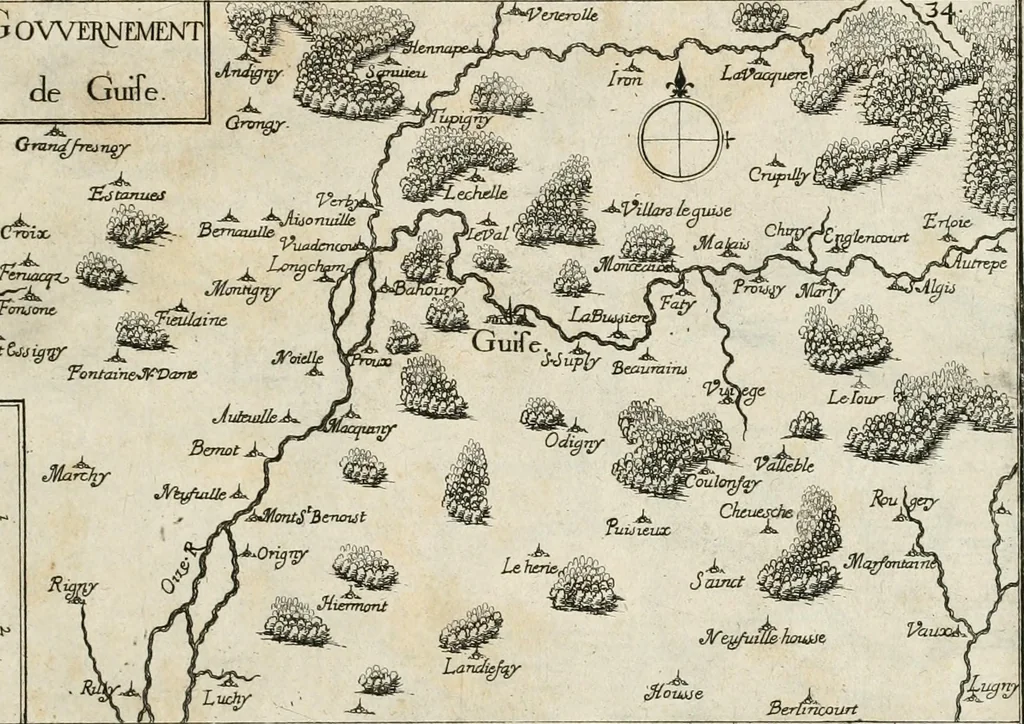 An illustration from Premiere[-seconde] partie, Les plans et profilz de toutes les principalles villes et lieux considerables de France : ensemble les cartes generalles de chascune prouince & les particulières de chasque gouuernement d'icelles, 1636, leaf 134