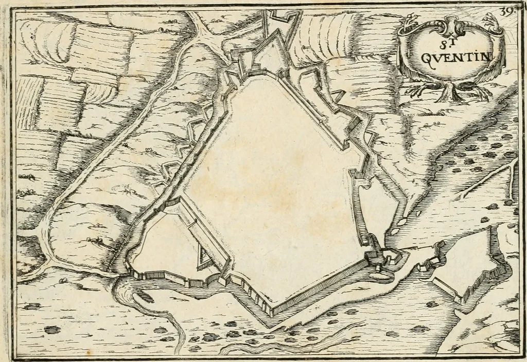 An illustration from Premiere[-seconde] partie, Les plans et profilz de toutes les principalles villes et lieux considerables de France : ensemble les cartes generalles de chascune prouince & les particulières de chasque gouuernement d'icelles, 1636, leaf 144