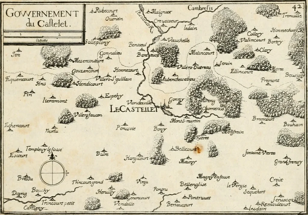 An illustration from Premiere[-seconde] partie, Les plans et profilz de toutes les principalles villes et lieux considerables de France : ensemble les cartes generalles de chascune prouince & les particulières de chasque gouuernement d'icelles, 1636, leaf 150
