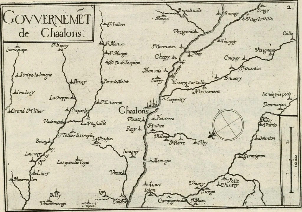 An illustration from Premiere[-seconde] partie, Les plans et profilz de toutes les principalles villes et lieux considerables de France : ensemble les cartes generalles de chascune prouince & les particulières de chasque gouuernement d'icelles, 1636, leaf 164