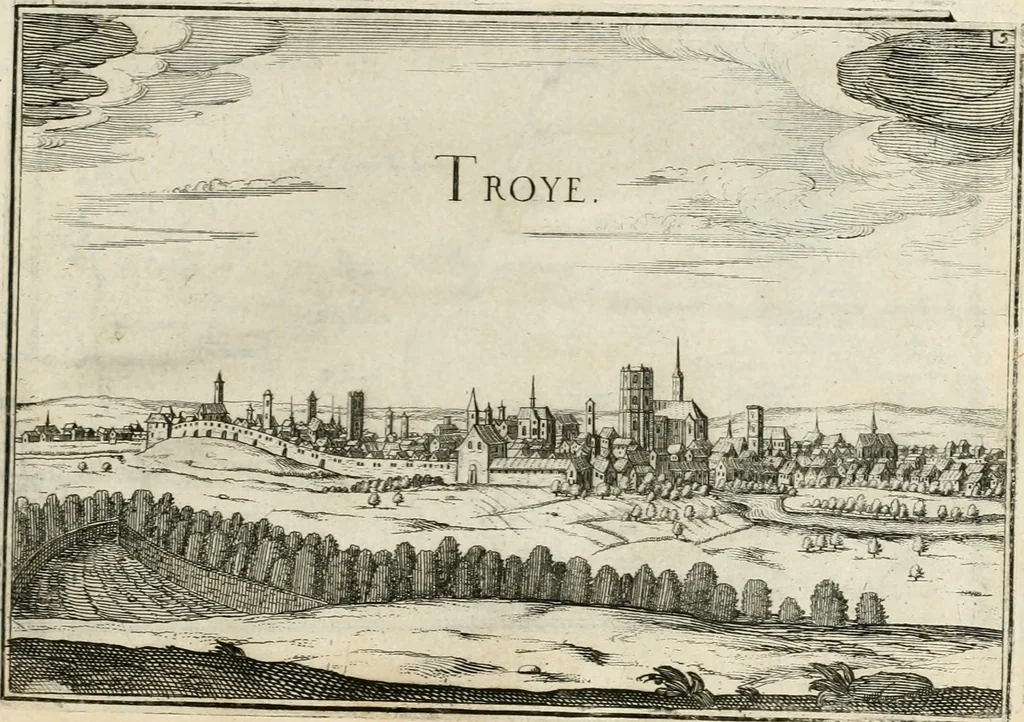 An illustration from Premiere[-seconde] partie, Les plans et profilz de toutes les principalles villes et lieux considerables de France : ensemble les cartes generalles de chascune prouince & les particulières de chasque gouuernement d'icelles, 1636, leaf 170
