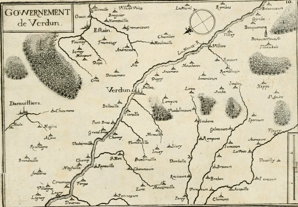 An illustration from Premiere[-seconde] partie, Les plans et profilz de toutes les principalles villes et lieux considerables de France : ensemble les cartes generalles de chascune prouince & les particulières de chasque gouuernement d'icelles, 1636, leaf 180