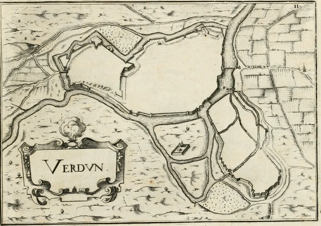 An illustration from Premiere[-seconde] partie, Les plans et profilz de toutes les principalles villes et lieux considerables de France : ensemble les cartes generalles de chascune prouince & les particulières de chasque gouuernement d'icelles, 1636, leaf 182