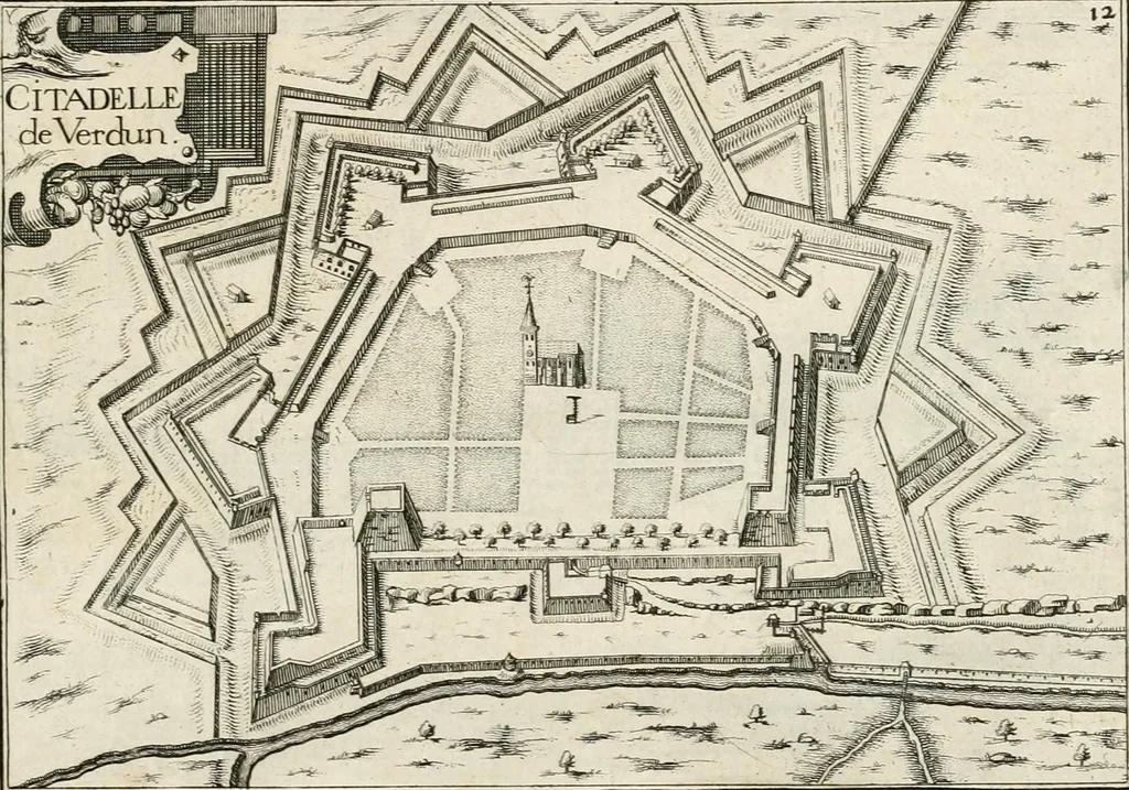 An illustration from Premiere[-seconde] partie, Les plans et profilz de toutes les principalles villes et lieux considerables de France : ensemble les cartes generalles de chascune prouince & les particulières de chasque gouuernement d'icelles, 1636, leaf 184