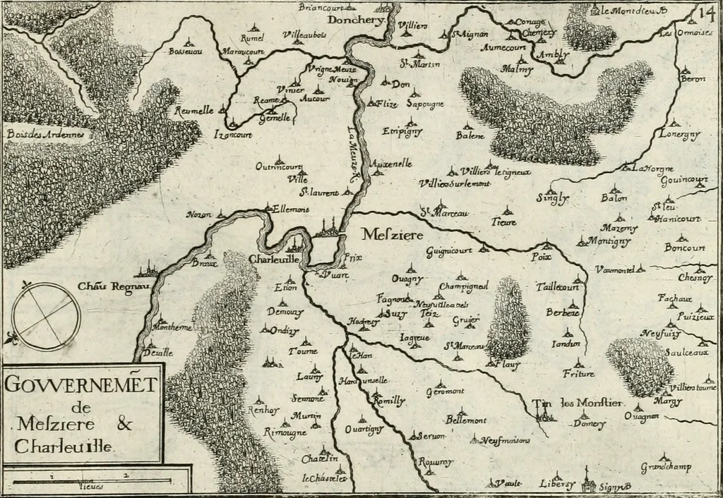 An illustration from Premiere[-seconde] partie, Les plans et profilz de toutes les principalles villes et lieux considerables de France : ensemble les cartes generalles de chascune prouince & les particulières de chasque gouuernement d'icelles, 1636, leaf 188