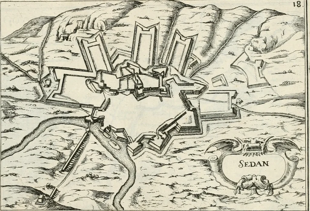 An illustration from Premiere[-seconde] partie, Les plans et profilz de toutes les principalles villes et lieux considerables de France : ensemble les cartes generalles de chascune prouince & les particulières de chasque gouuernement d'icelles, 1636, leaf 196