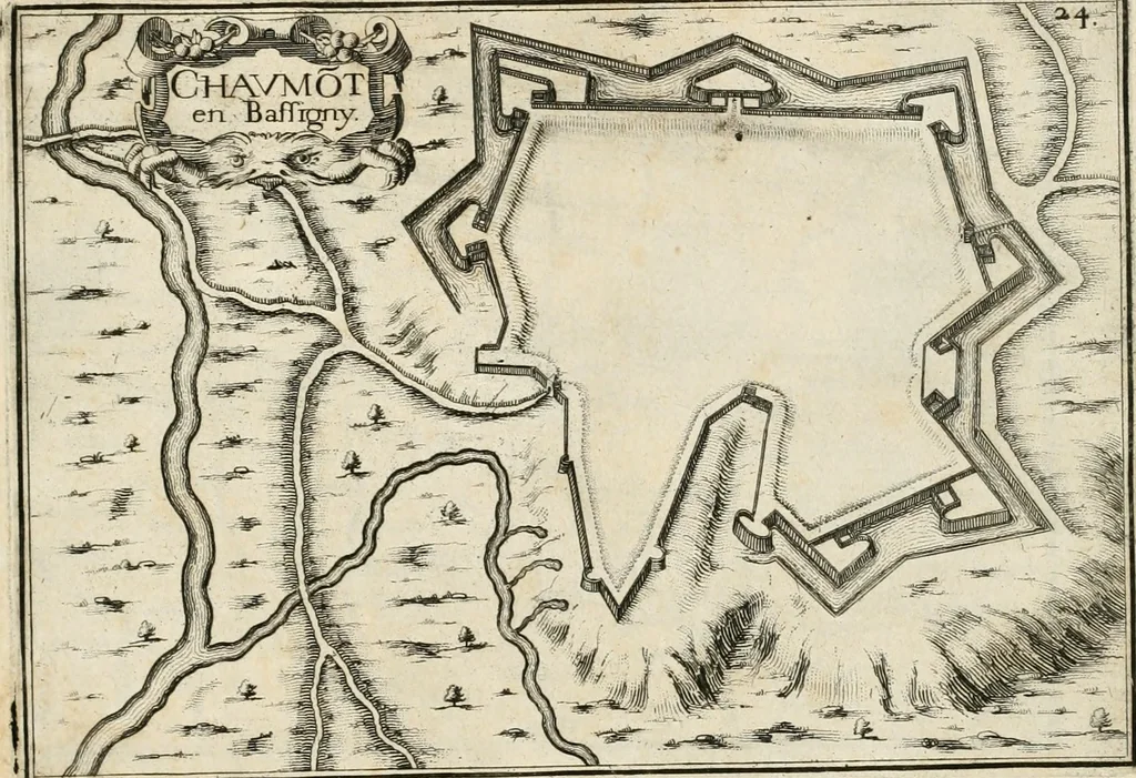 An illustration from Premiere[-seconde] partie, Les plans et profilz de toutes les principalles villes et lieux considerables de France : ensemble les cartes generalles de chascune prouince & les particulières de chasque gouuernement d'icelles, 1636, leaf 210