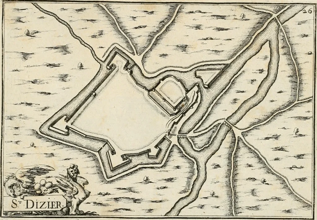 An illustration from Premiere[-seconde] partie, Les plans et profilz de toutes les principalles villes et lieux considerables de France : ensemble les cartes generalles de chascune prouince & les particulières de chasque gouuernement d'icelles, 1636, leaf 214