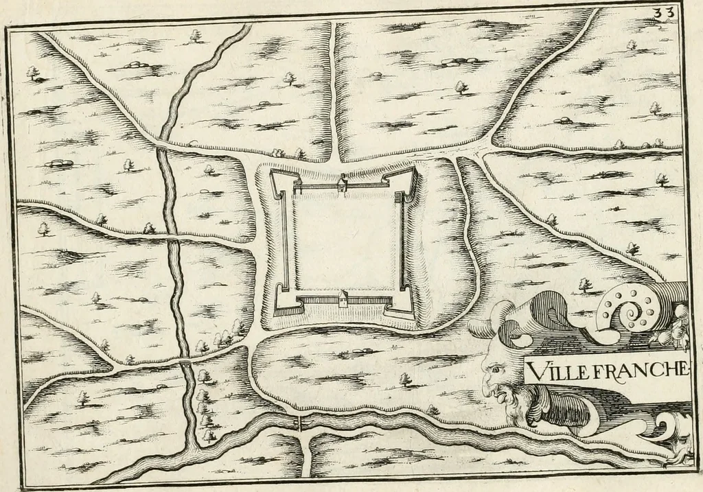 An illustration from Premiere[-seconde] partie, Les plans et profilz de toutes les principalles villes et lieux considerables de France : ensemble les cartes generalles de chascune prouince & les particulières de chasque gouuernement d'icelles, 1636, leaf 230