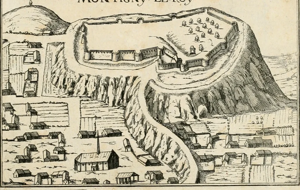 An illustration from Premiere[-seconde] partie, Les plans et profilz de toutes les principalles villes et lieux considerables de France : ensemble les cartes generalles de chascune prouince & les particulières de chasque gouuernement d'icelles, 1636, leaf 238