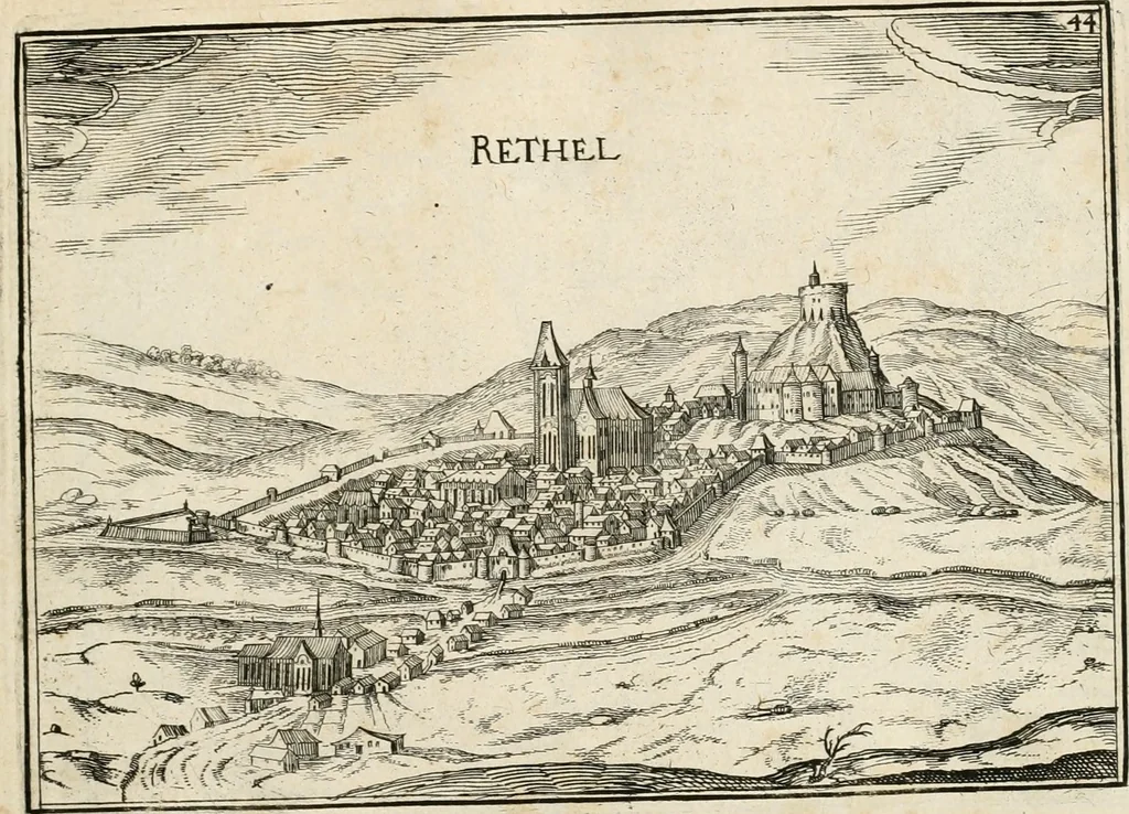 An illustration from Premiere[-seconde] partie, Les plans et profilz de toutes les principalles villes et lieux considerables de France : ensemble les cartes generalles de chascune prouince & les particulières de chasque gouuernement d'icelles, 1636, leaf 252