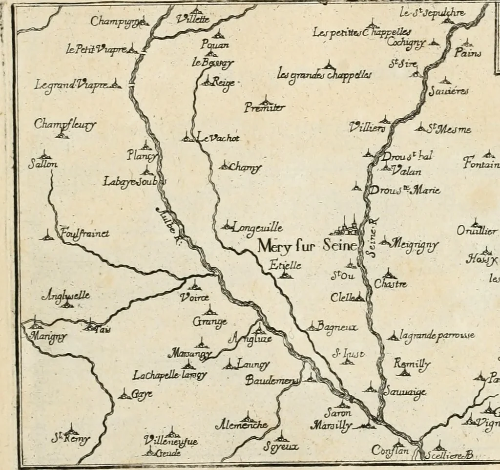 An illustration from Premiere[-seconde] partie, Les plans et profilz de toutes les principalles villes et lieux considerables de France : ensemble les cartes generalles de chascune prouince & les particulières de chasque gouuernement d'icelles, 1636, leaf 258