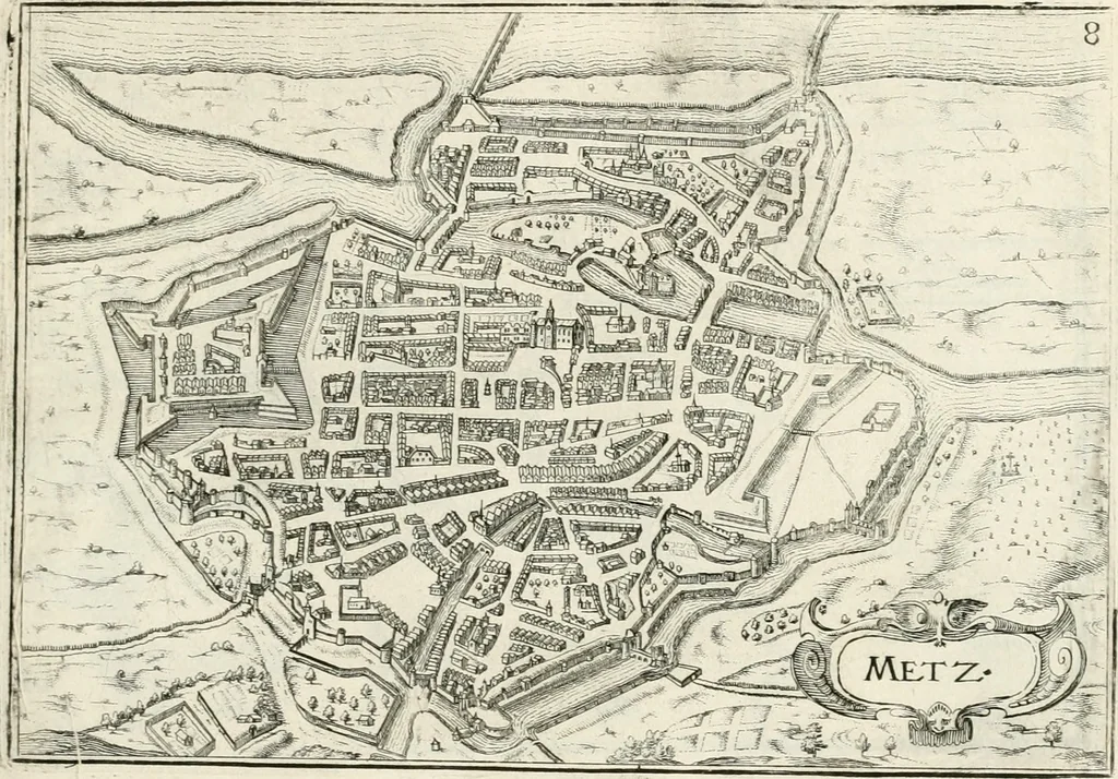 An illustration from Premiere[-seconde] partie, Les plans et profilz de toutes les principalles villes et lieux considerables de France : ensemble les cartes generalles de chascune prouince & les particulières de chasque gouuernement d'icelles, 1636, leaf 284