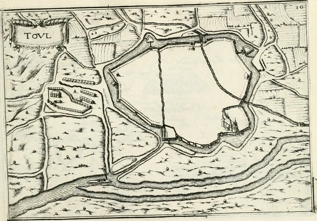 An illustration from Premiere[-seconde] partie, Les plans et profilz de toutes les principalles villes et lieux considerables de France : ensemble les cartes generalles de chascune prouince & les particulières de chasque gouuernement d'icelles, 1636, leaf 288