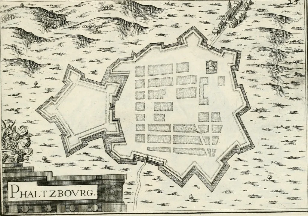 An illustration from Premiere[-seconde] partie, Les plans et profilz de toutes les principalles villes et lieux considerables de France : ensemble les cartes generalles de chascune prouince & les particulières de chasque gouuernement d'icelles, 1636, leaf 320