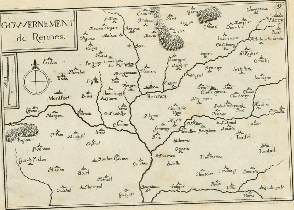 An illustration from Premiere[-seconde] partie, Les plans et profilz de toutes les principalles villes et lieux considerables de France : ensemble les cartes generalles de chascune prouince & les particulières de chasque gouuernement d'icelles, 1636, leaf 338