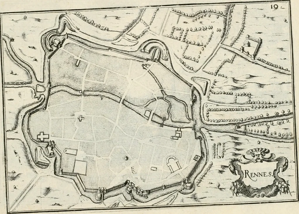An illustration from Premiere[-seconde] partie, Les plans et profilz de toutes les principalles villes et lieux considerables de France : ensemble les cartes generalles de chascune prouince & les particulières de chasque gouuernement d'icelles, 1636, leaf 340