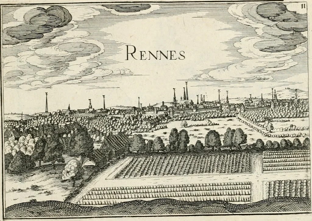 An illustration from Premiere[-seconde] partie, Les plans et profilz de toutes les principalles villes et lieux considerables de France : ensemble les cartes generalles de chascune prouince & les particulières de chasque gouuernement d'icelles, 1636, leaf 342