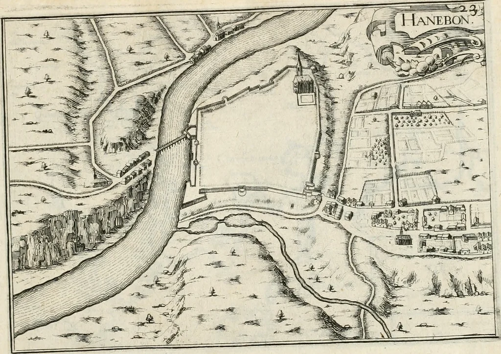 An illustration from Premiere[-seconde] partie, Les plans et profilz de toutes les principalles villes et lieux considerables de France : ensemble les cartes generalles de chascune prouince & les particulières de chasque gouuernement d'icelles, 1636, leaf 368