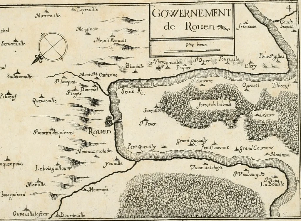 An illustration from Premiere[-seconde] partie, Les plans et profilz de toutes les principalles villes et lieux considerables de France : ensemble les cartes generalles de chascune prouince & les particulières de chasque gouuernement d'icelles, 1636, leaf 386