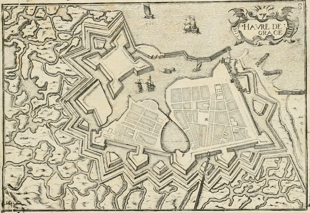 An illustration from Premiere[-seconde] partie, Les plans et profilz de toutes les principalles villes et lieux considerables de France : ensemble les cartes generalles de chascune prouince & les particulières de chasque gouuernement d'icelles, 1636, leaf 398