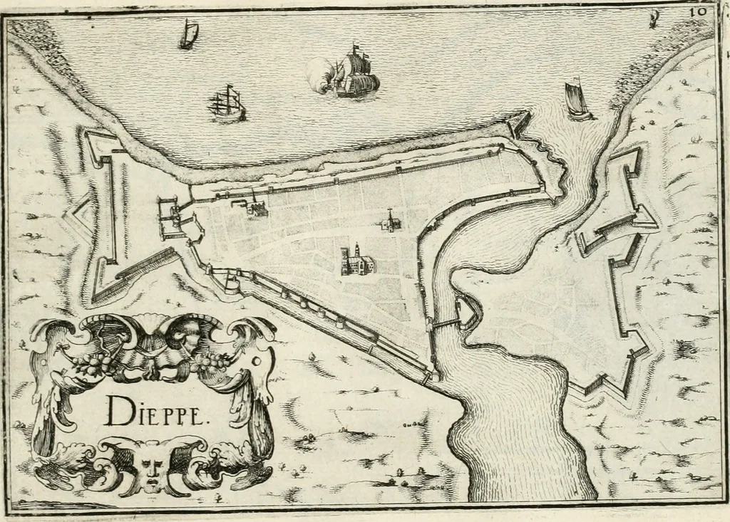 An illustration from Premiere[-seconde] partie, Les plans et profilz de toutes les principalles villes et lieux considerables de France : ensemble les cartes generalles de chascune prouince & les particulières de chasque gouuernement d'icelles, 1636, leaf 402