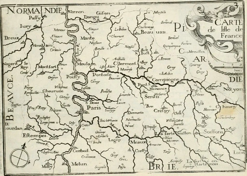 An illustration from Premiere[-seconde] partie, Les plans et profilz de toutes les principalles villes et lieux considerables de France : ensemble les cartes generalles de chascune prouince & les particulières de chasque gouuernement d'icelles, 1636, leaf 442