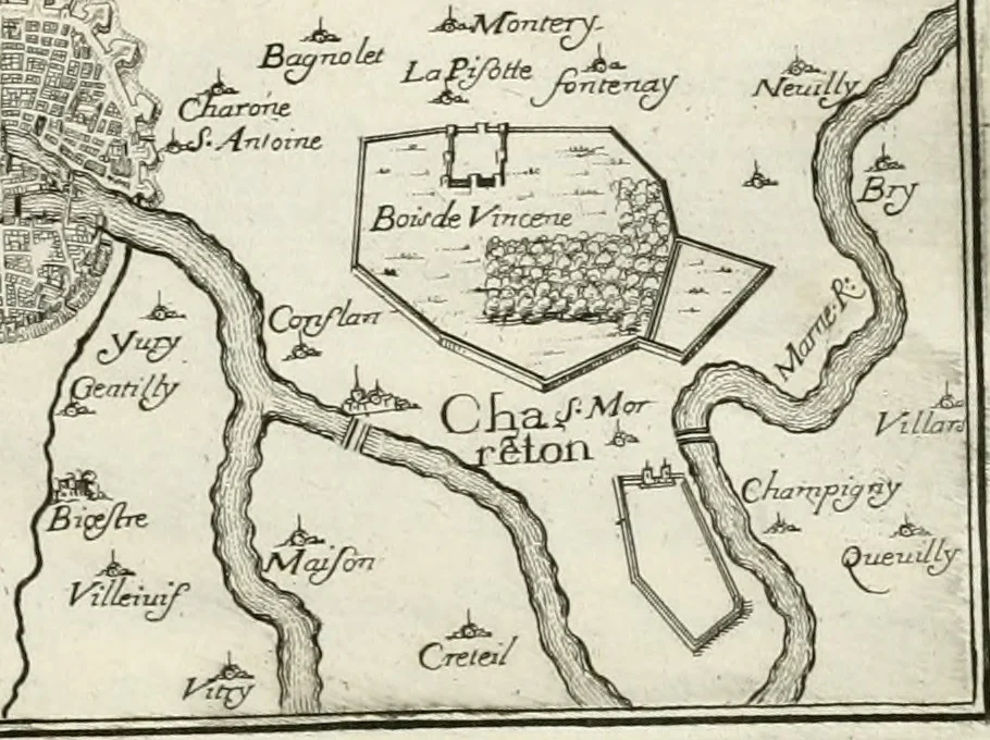 An illustration from Premiere[-seconde] partie, Les plans et profilz de toutes les principalles villes et lieux considerables de France : ensemble les cartes generalles de chascune prouince & les particulières de chasque gouuernement d'icelles, 1636, leaf 444