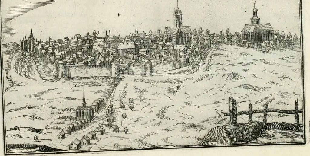 An illustration from Premiere[-seconde] partie, Les plans et profilz de toutes les principalles villes et lieux considerables de France : ensemble les cartes generalles de chascune prouince & les particulières de chasque gouuernement d'icelles, 1636, leaf 502