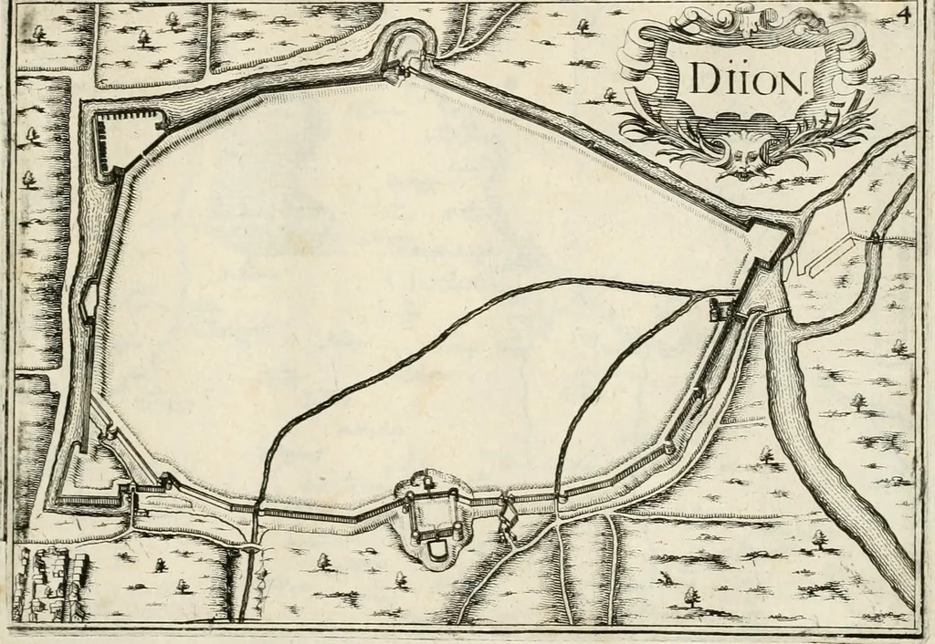 An illustration from Premiere[-seconde] partie, Les plans et profilz de toutes les principalles villes et lieux considerables de France : ensemble les cartes generalles de chascune prouince & les particulières de chasque gouuernement d'icelles, 1636, leaf 560