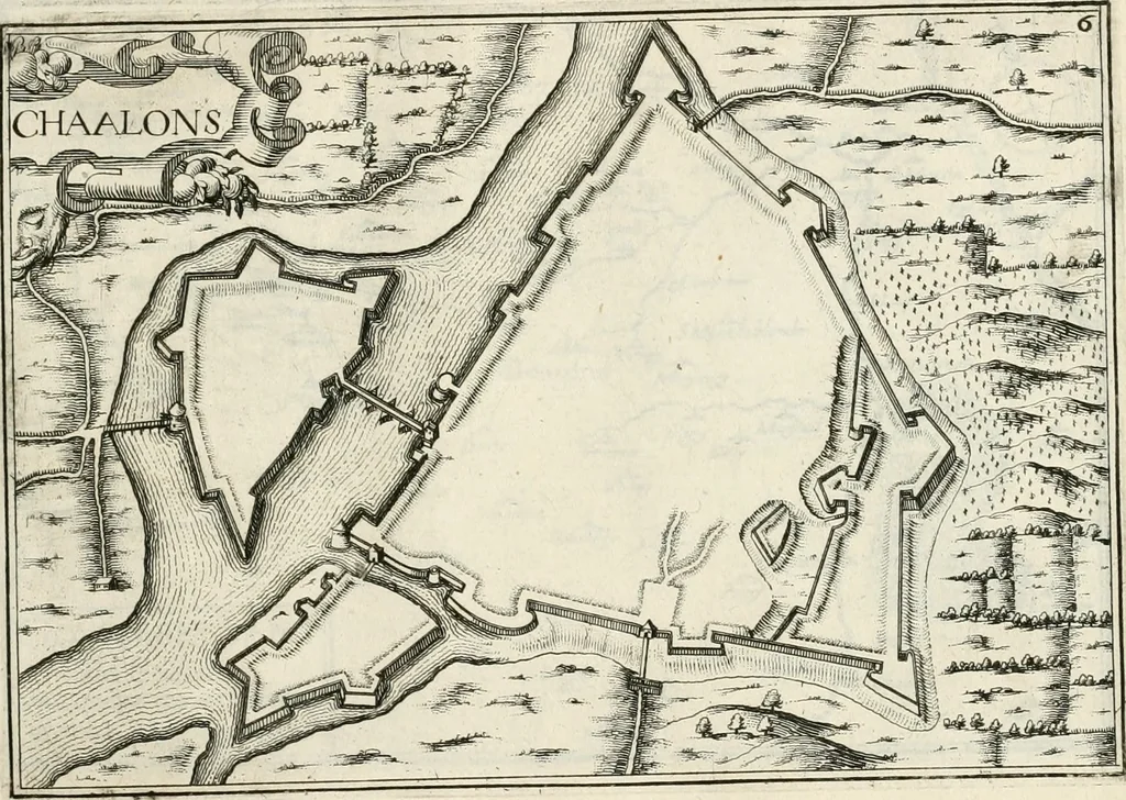 An illustration from Premiere[-seconde] partie, Les plans et profilz de toutes les principalles villes et lieux considerables de France : ensemble les cartes generalles de chascune prouince & les particulières de chasque gouuernement d'icelles, 1636, leaf 564