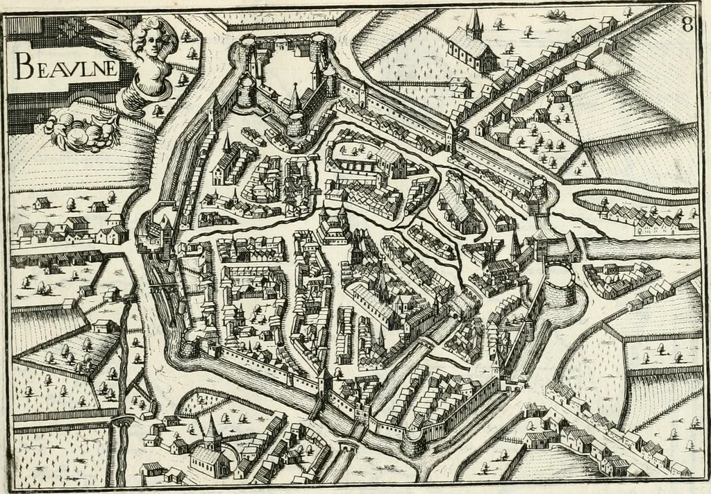 An illustration from Premiere[-seconde] partie, Les plans et profilz de toutes les principalles villes et lieux considerables de France : ensemble les cartes generalles de chascune prouince & les particulières de chasque gouuernement d'icelles, 1636, leaf 568