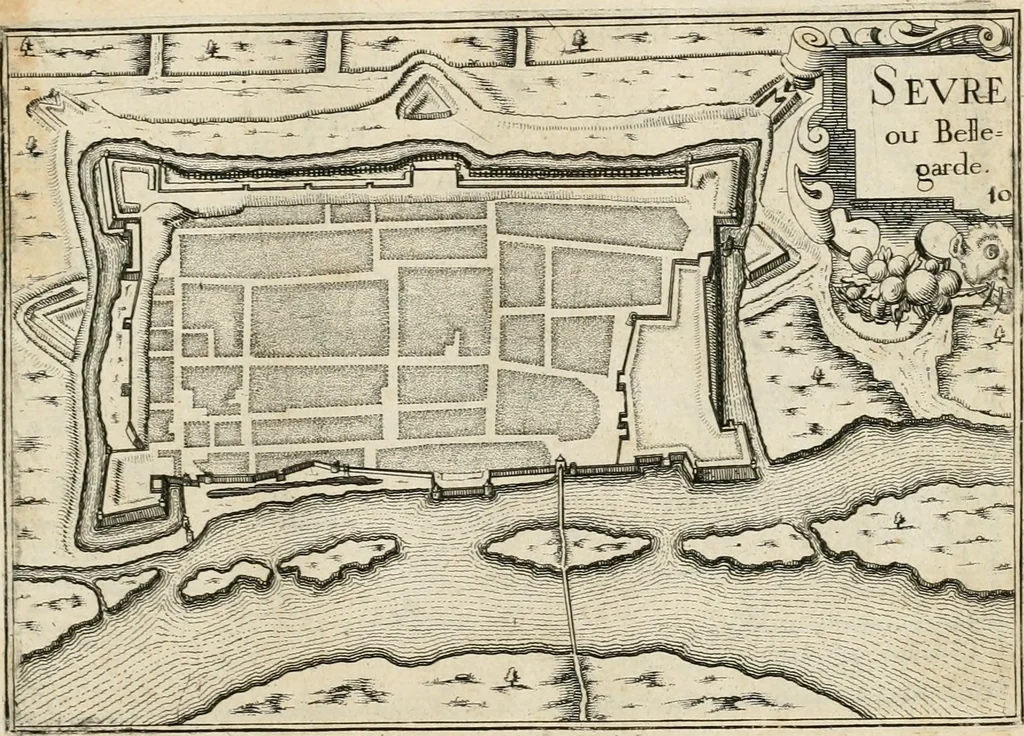 An illustration from Premiere[-seconde] partie, Les plans et profilz de toutes les principalles villes et lieux considerables de France : ensemble les cartes generalles de chascune prouince & les particulières de chasque gouuernement d'icelles, 1636, leaf 572