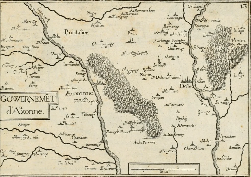 An illustration from Premiere[-seconde] partie, Les plans et profilz de toutes les principalles villes et lieux considerables de France : ensemble les cartes generalles de chascune prouince & les particulières de chasque gouuernement d'icelles, 1636, leaf 578