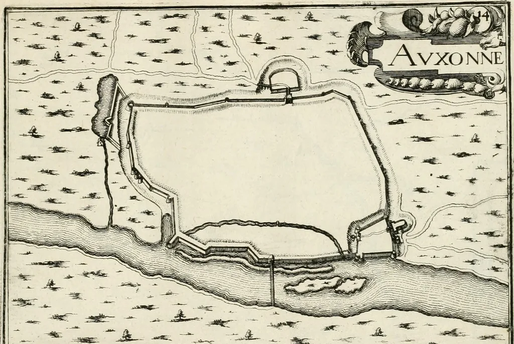 An illustration from Premiere[-seconde] partie, Les plans et profilz de toutes les principalles villes et lieux considerables de France : ensemble les cartes generalles de chascune prouince & les particulières de chasque gouuernement d'icelles, 1636, leaf 580