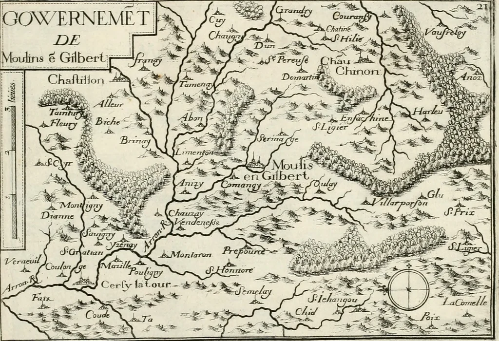 An illustration from Premiere[-seconde] partie, Les plans et profilz de toutes les principalles villes et lieux considerables de France : ensemble les cartes generalles de chascune prouince & les particulières de chasque gouuernement d'icelles, 1636, leaf 594