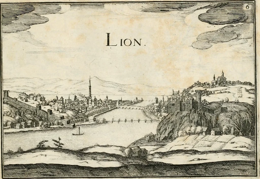 An illustration from Premiere[-seconde] partie, Les plans et profilz de toutes les principalles villes et lieux considerables de France : ensemble les cartes generalles de chascune prouince & les particulières de chasque gouuernement d'icelles, 1636, leaf 608
