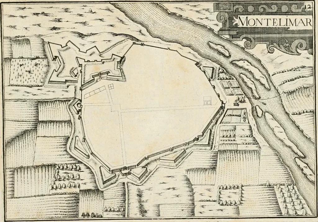 An illustration from Premiere[-seconde] partie, Les plans et profilz de toutes les principalles villes et lieux considerables de France : ensemble les cartes generalles de chascune prouince & les particulières de chasque gouuernement d'icelles, 1636, leaf 620