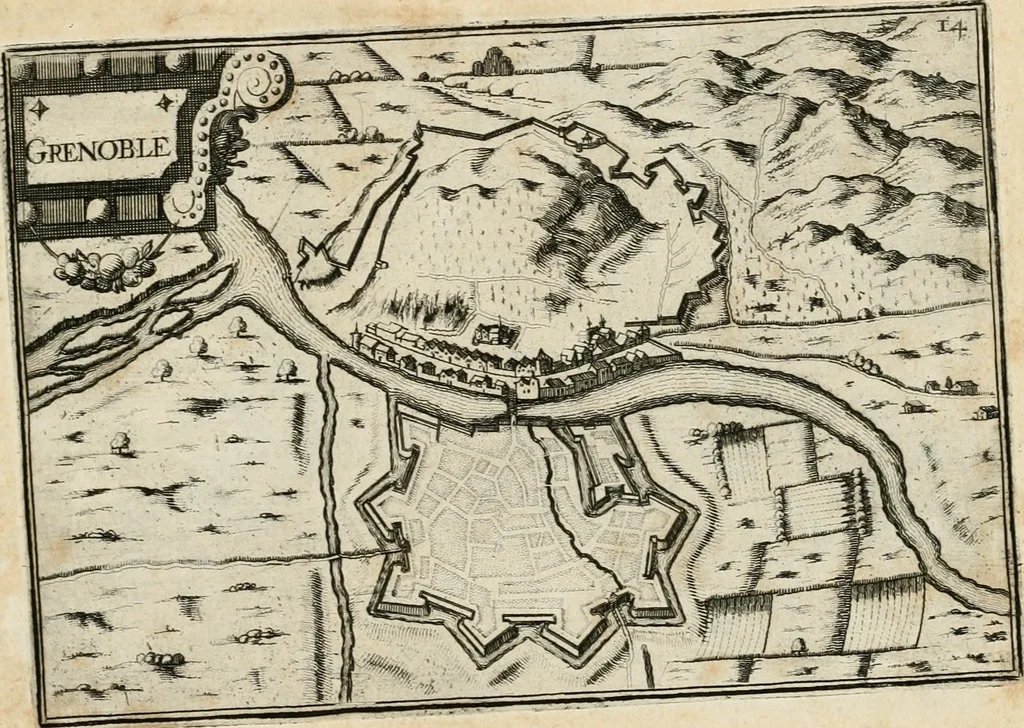 An illustration from Premiere[-seconde] partie, Les plans et profilz de toutes les principalles villes et lieux considerables de France : ensemble les cartes generalles de chascune prouince & les particulières de chasque gouuernement d'icelles, 1636, leaf 624
