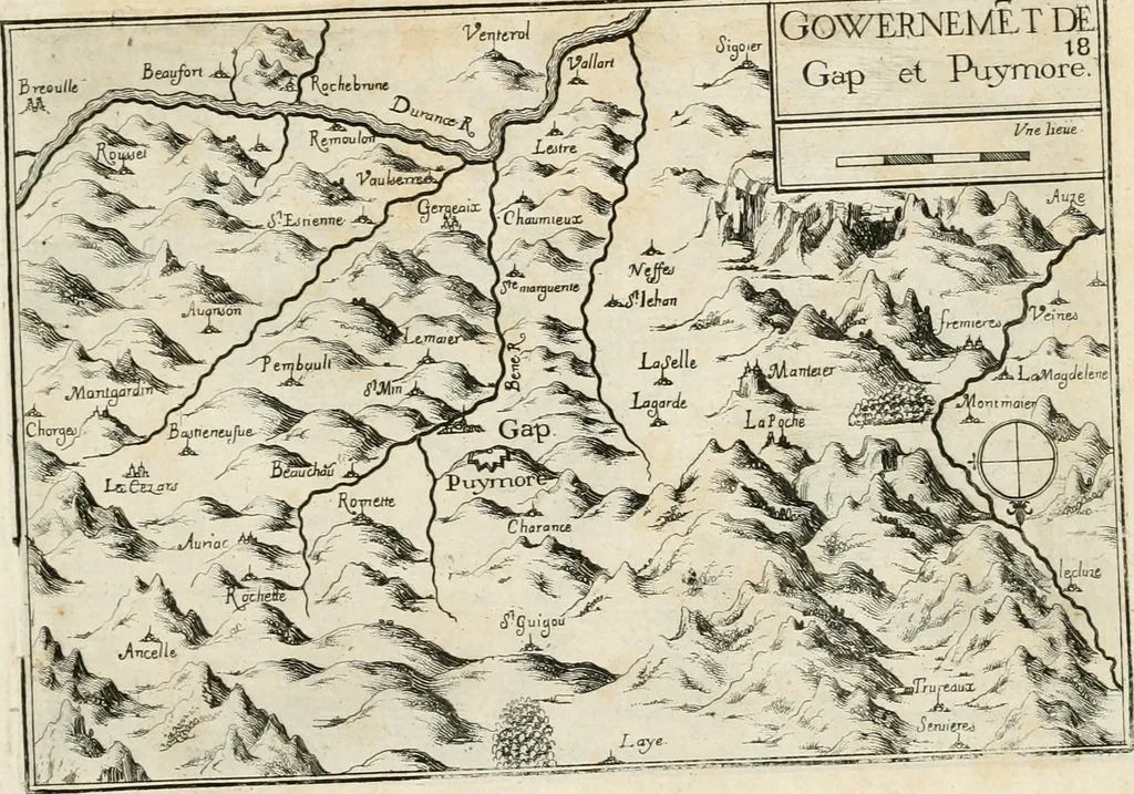 An illustration from Premiere[-seconde] partie, Les plans et profilz de toutes les principalles villes et lieux considerables de France : ensemble les cartes generalles de chascune prouince & les particulières de chasque gouuernement d'icelles, 1636, leaf 632