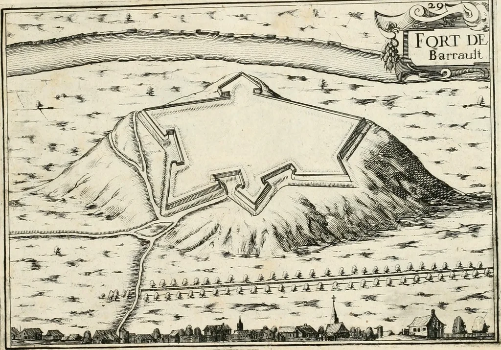 An illustration from Premiere[-seconde] partie, Les plans et profilz de toutes les principalles villes et lieux considerables de France : ensemble les cartes generalles de chascune prouince & les particulières de chasque gouuernement d'icelles, 1636, leaf 654