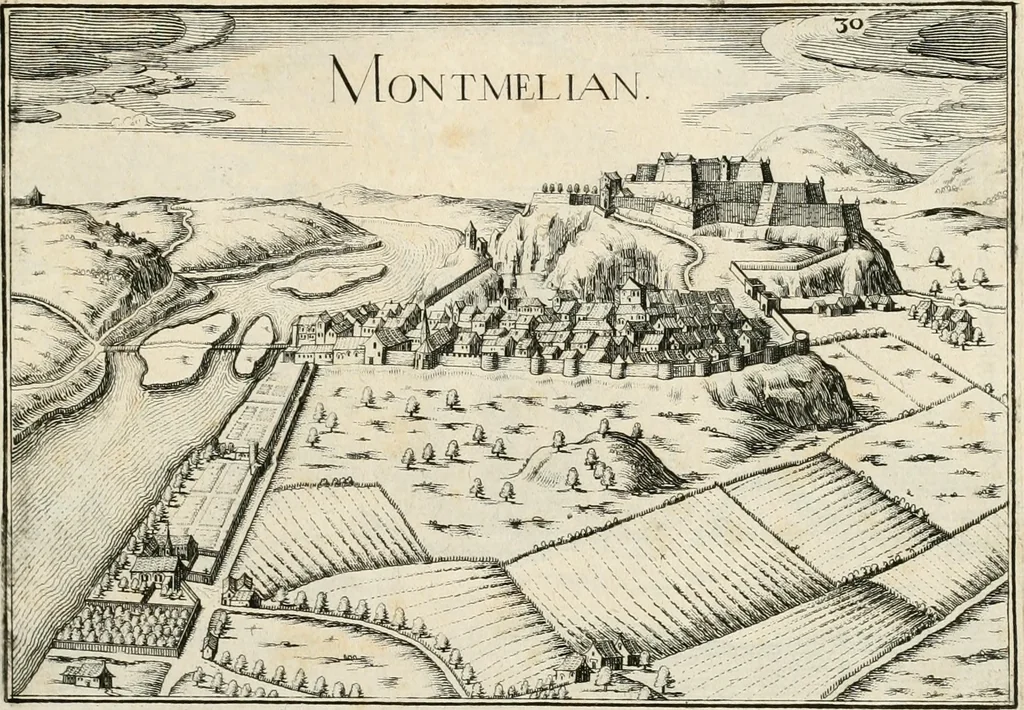 An illustration from Premiere[-seconde] partie, Les plans et profilz de toutes les principalles villes et lieux considerables de France : ensemble les cartes generalles de chascune prouince & les particulières de chasque gouuernement d'icelles, 1636, leaf 656