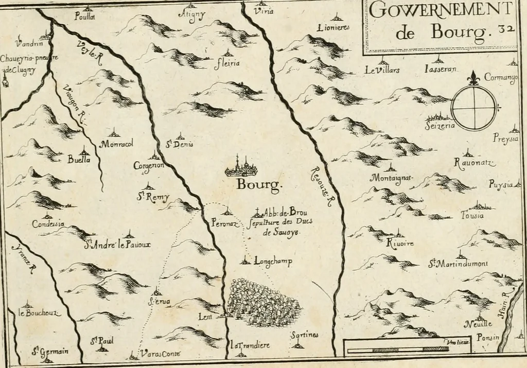 An illustration from Premiere[-seconde] partie, Les plans et profilz de toutes les principalles villes et lieux considerables de France : ensemble les cartes generalles de chascune prouince & les particulières de chasque gouuernement d'icelles, 1636, leaf 660